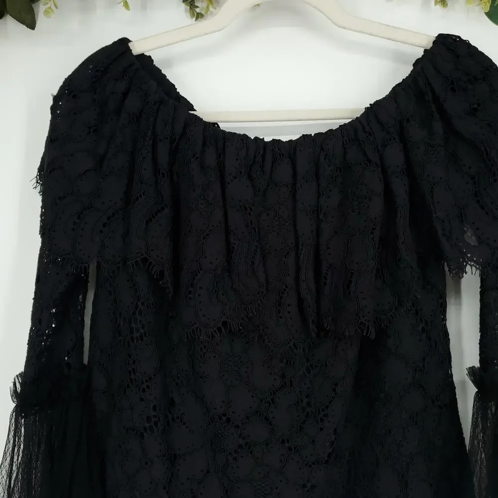 Revolve Alexis Laurena Off the Shoulder Black Top Size Medium NWT